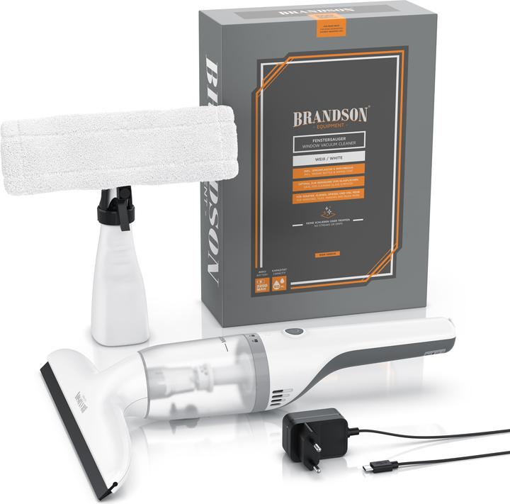 Produktbild Brandson Akku Fenstersauger, Fensterreiniger mit Sprühflasche & Wischbezug, für Duschkabine, Spiegel, 2200mAh