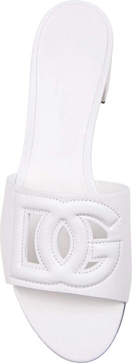 Actual product image Dolce & Gabbana white leather mule with dg logo (37)