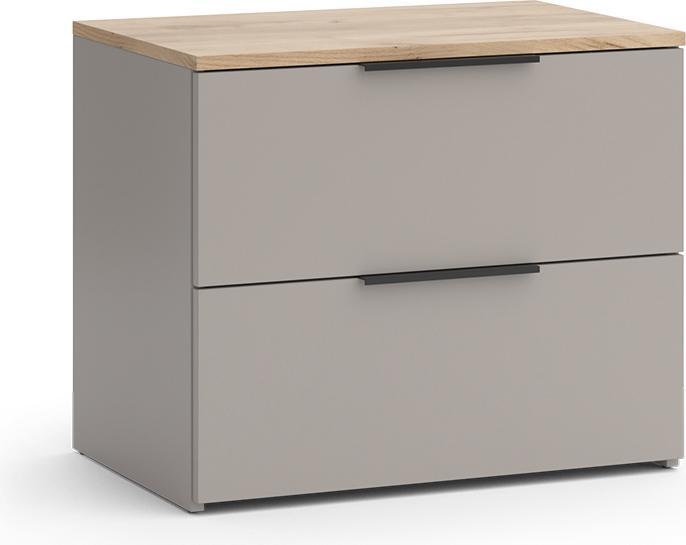 Vicco Kommode Wido, Greige/Sonoma, 60 x 50 cm mit 2 Schubladen (60 x 50 x 40 cm)