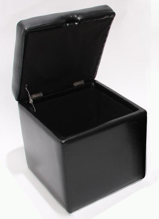 Swisshandel24 Hocker Sitzwürfel Sitzhocker Aufbewahrungsbox Onex, mit Deckel, Leder + Kunstleder, 45x44x44cm - sch