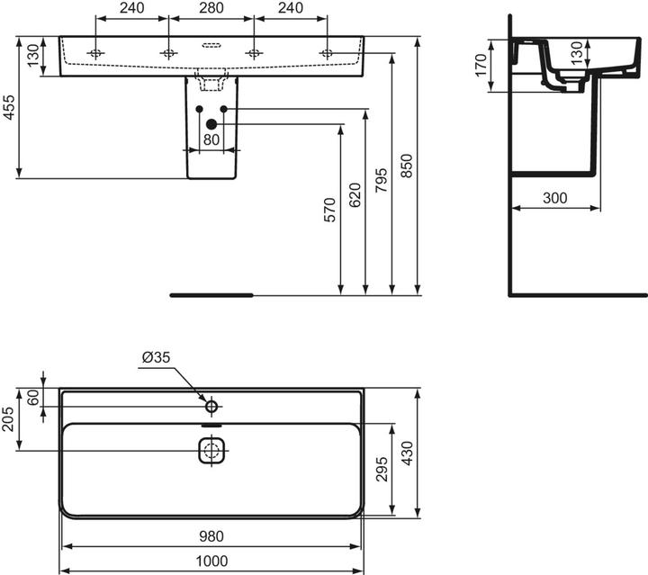 Image du produit Ideal Standard Plan de toilette Strada II 100 cm blanc poncé T364601 (430 mm, 1000 mm)