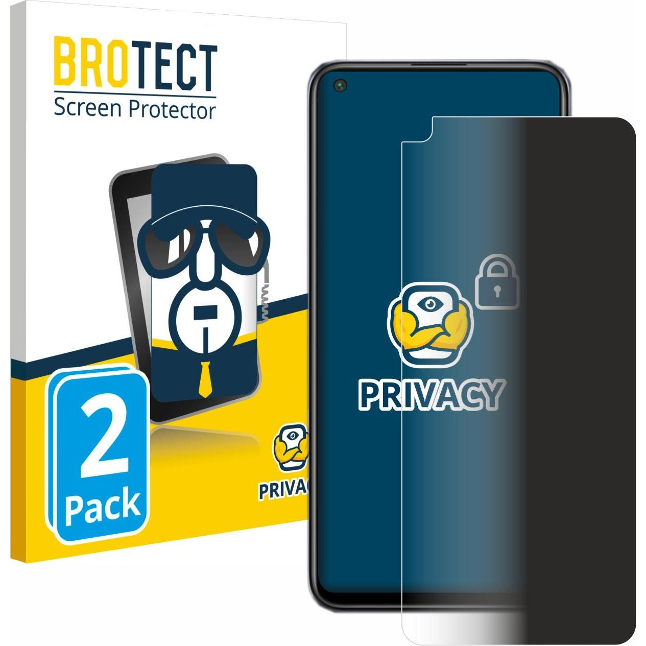 BROTECT Sichtschutzfolie Anti-Spy Privacy Folie Blaulicht-Schutz (2 Stück, Xiaomi Redmi Note 9T 5G), Smartphone Schutzfo...