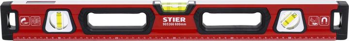 Actual product image Stier Premium spirit level with magnet and three vials 600 mm ±0.5 mm/m (60 cm)
