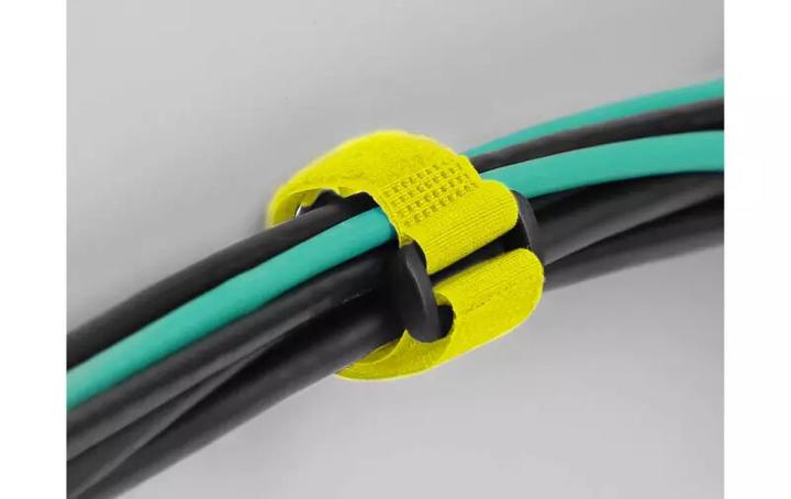 Actual product image Delock Velcro cable tie with loop and fixing eye L 150 x W 20 mm yellow 5 pieces (Velcro cable ties, 150 mm, 5 pcs.)