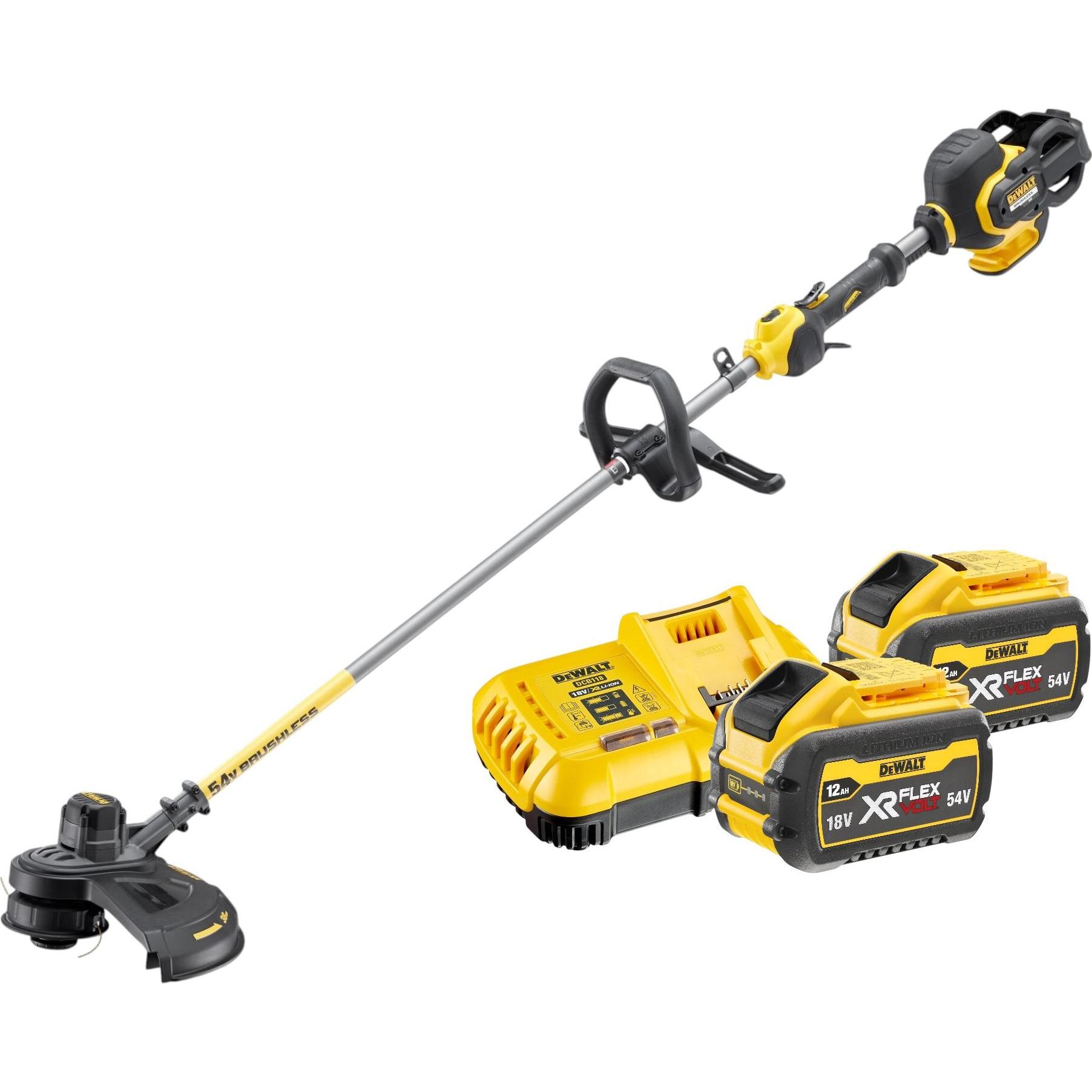 DeWalt, Decespugliatore, DCM 571 Y2 Decespugliatore a batteria 54 V FlexVolt 38 cm Brushless + 2x batteria 12,0 Ah +