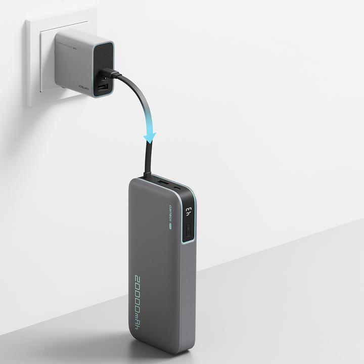 Produktbild Canyon Cuktech CUKP200NGLDG 55W 20000mAh Powerbank mit integriertem USB-C-Kabel - Grau (20000 mAh, 55 W)