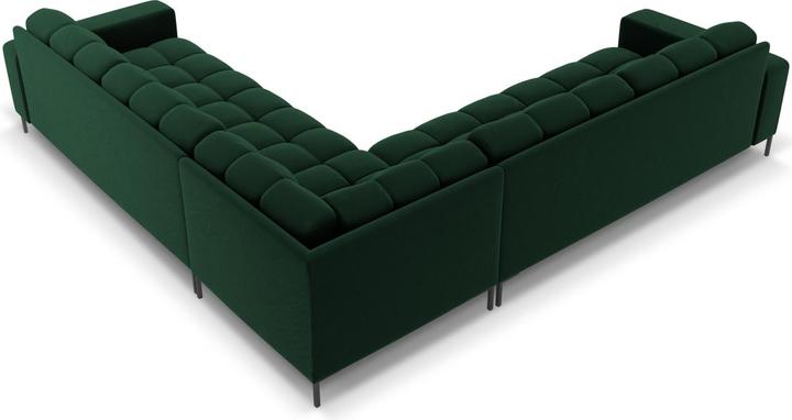 Actual product image Cosmopolitan Design Velvet Symmetrical Corner Sofa, "Bali", 6 Seats, Bottle Green, 256x256x75 Made in Europe (Corner sofa)
