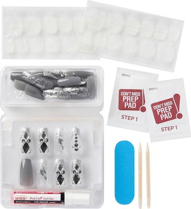 Produktbild Herba Kiss Majestic Nails - Sparkle (Kunstnägel, Grau, Transparent)