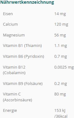 Nährwerte und Zutaten Morga Aronia Kapseln (1 Stück, Kapseln, 300 g)