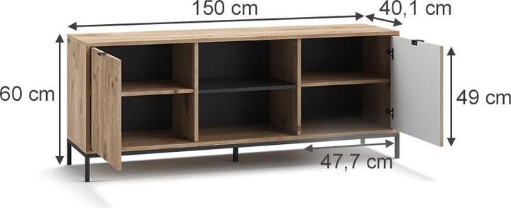 Produktbild Vichy Lowboard Eliza, Viking Oak, 150 x 60 cm mit 2 Türen