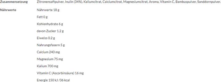 Nährwerte und Zutaten Morga Basen Drink organisch (1 Stück, Flüssigkeit, 375 g)