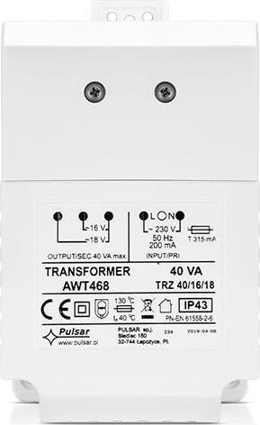 Immagine prodotto Satel TRASFORMATORE 230V/18V DC 40VA/TR40VA