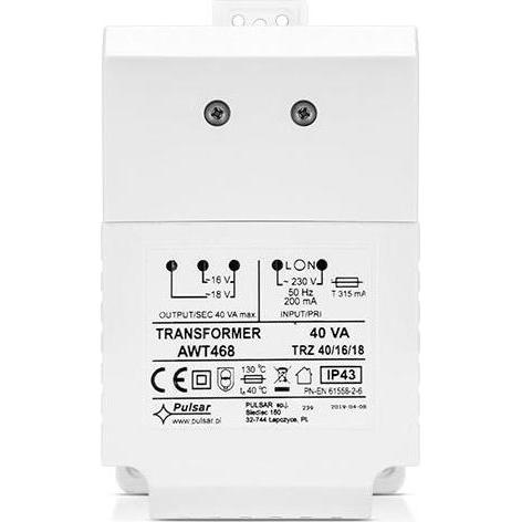 Thumbnail - Satel, Zubehör Schalterprogramm, TRANSFORMER 230V/18V DC 40VA/TR40VA