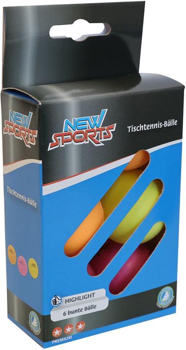 New Sports Tischtennis Bälle 6 Stück, 3 Stern, bunt (6 Stk.)