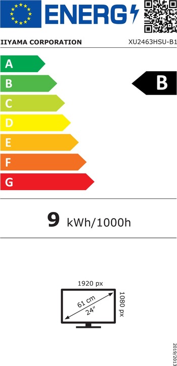 Energy Label iiyama XU2463HSU (1920 x 1080 pixels, 23.80")