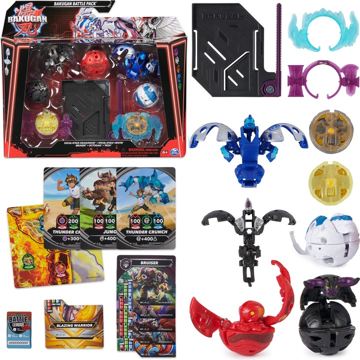 Actual product image Bakugan - Battle 5-Pack Special Attack - Dragonoid x Ventri x Bruiser x Octogan x Trox - spinning actiefigu