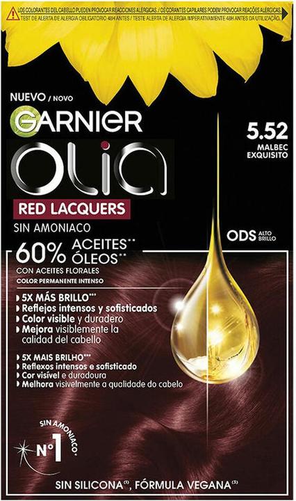 Produktbild Garnier Olia Olia Red Lacquers Permanent Hair Color #5.52 - Exquisite Malbec 3 Units (Rot)