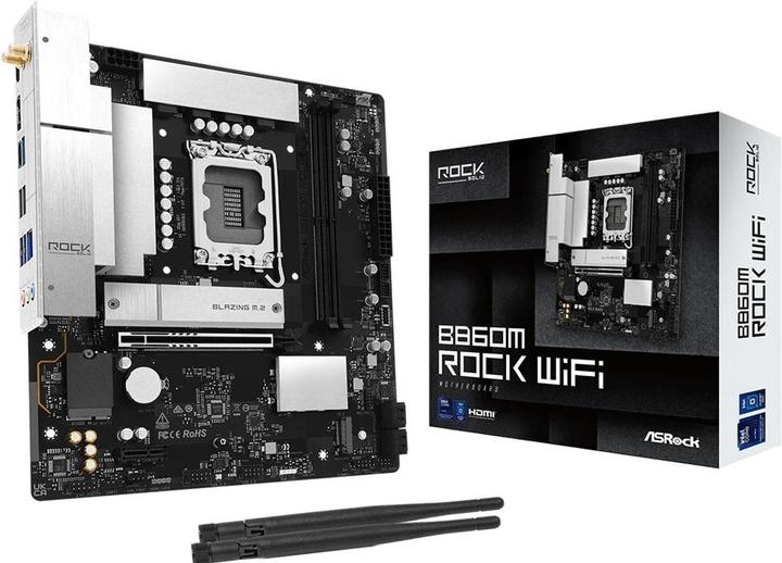Productafbeelding AsRock MB Intel 1851 B860M Rock WiFi 6 (LGA 1851, ATX, mATX)