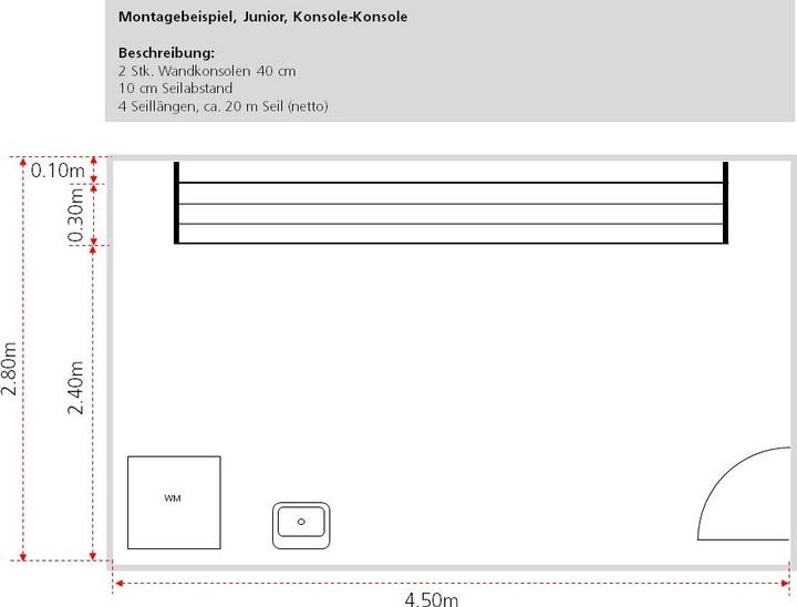 Lübra Junior-Wäscheleinenset Konsole-Konsole K40 (20 m)