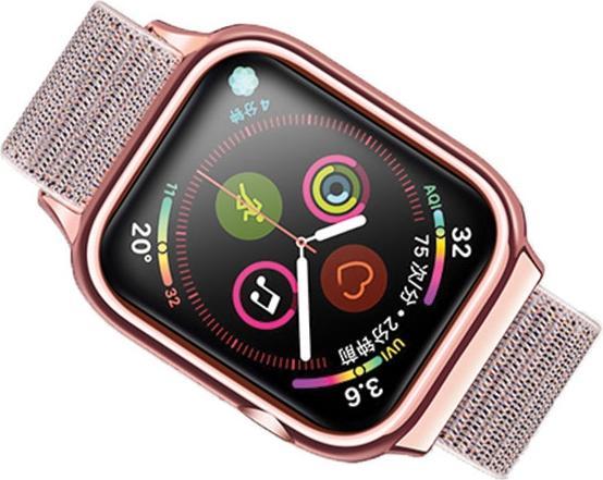 Produktbild Usams Pasek z etui Apple Watch 4/5/6/7/SE 44/45mm. rózowo-złoty/rose gold ZB74IW4 (US-ZB074) (Nylon, TPU)