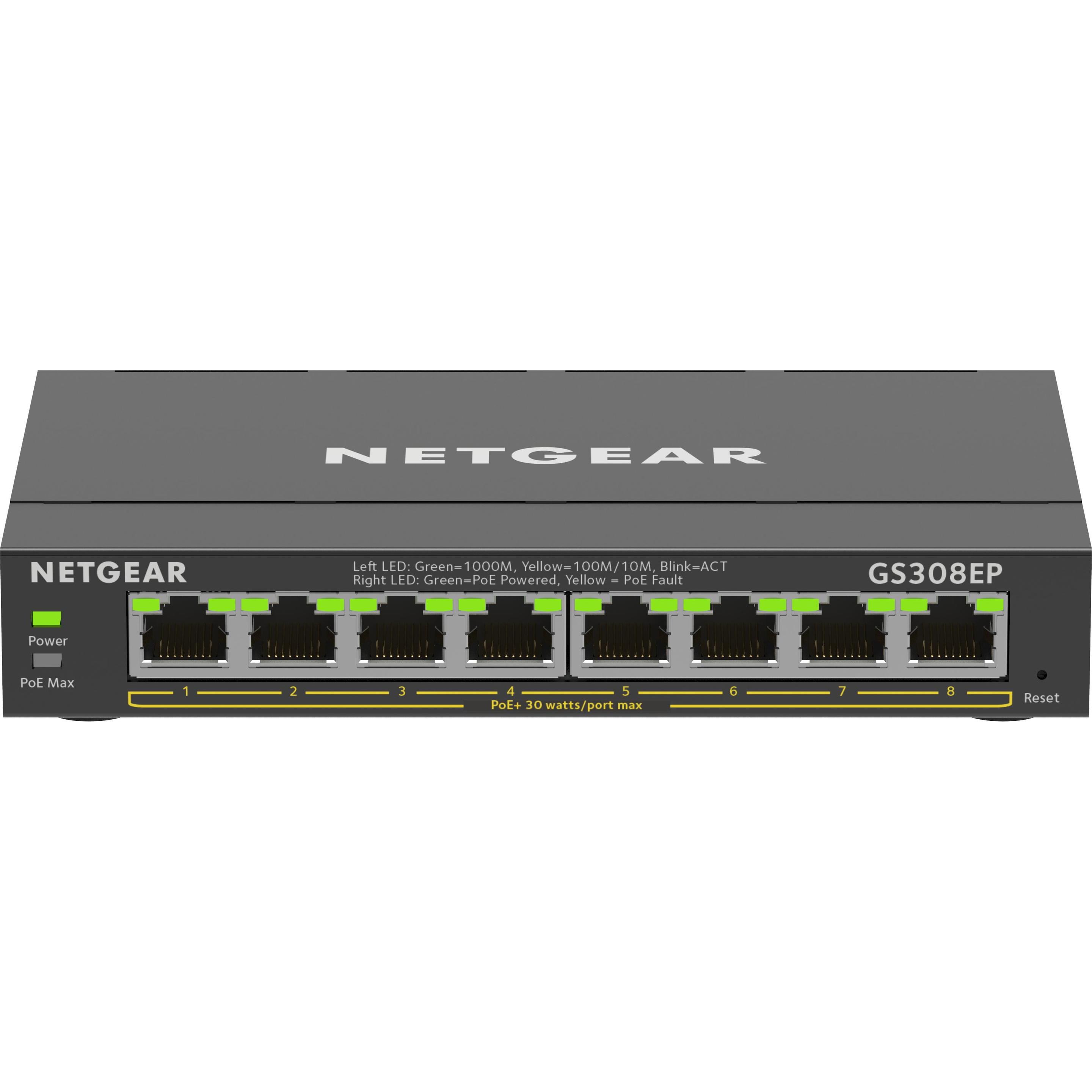 Netgear GS308EP-100PES (8 Ports), Netzwerk Switch, Schwarz