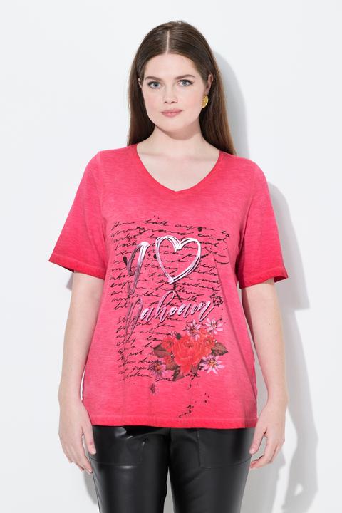 Produktbild Ulla Popken T-Shirt, Trachtenmotiv, Classic, V-Ausschnitt, Halbarm (54)