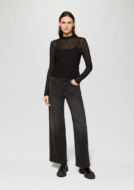 Actual product image S.Oliver T-Shirt Transparentes Spitzen-Shirt mit Stehkragen (44)