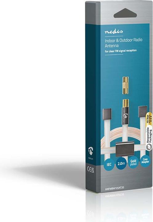 Actual product image Nedis Coaxial cable | IEC (coax) plug | IEC (coax) plug | gold-plated | 50 Ohm | unshielded | 2 (50 dB, Antenna cable)