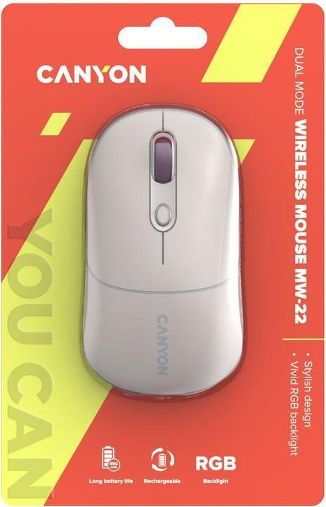 Canyon MW-22, souris optique sans fil 2en1 Bluetooth / USB sans fil, 800/1200/1600 DPI, 4 impressions (Sans fil)