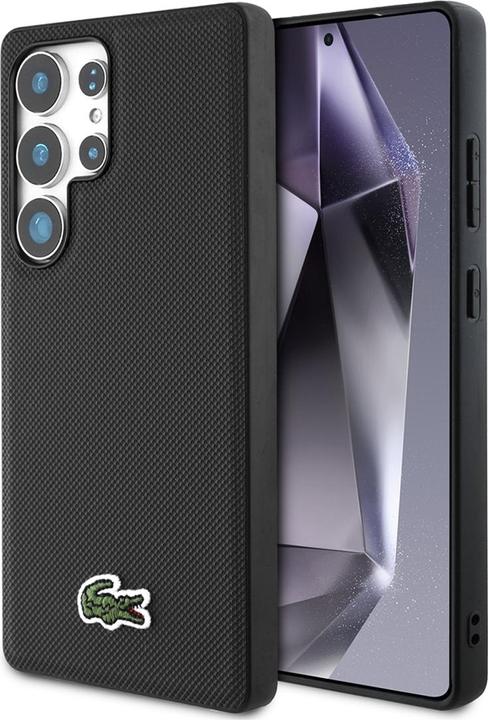 Produktbild Lacoste Case Iconic Petit Pique Woven Logo MagSafe to Samsung Galaxy S25 Ultra black (Samsung Galaxy S25 Ultra)