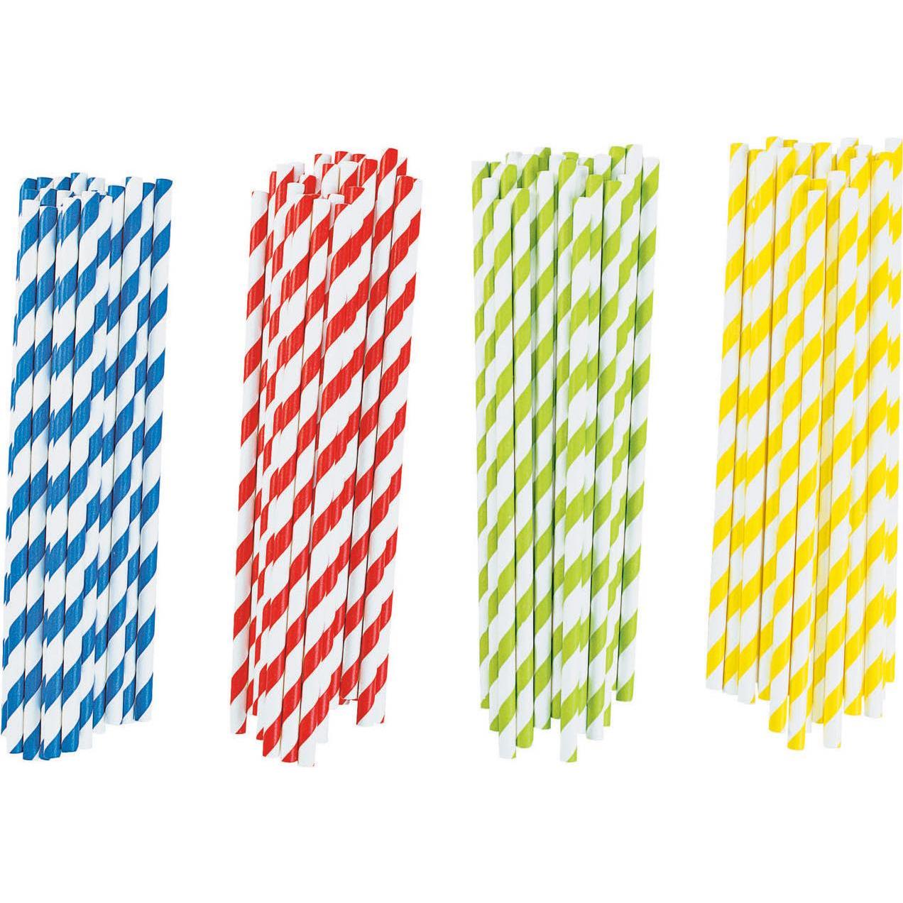 Colorations - Farbige Bastelstrohhalme, 100St. (4 Farben), Strohhalm, Mehrfarbig