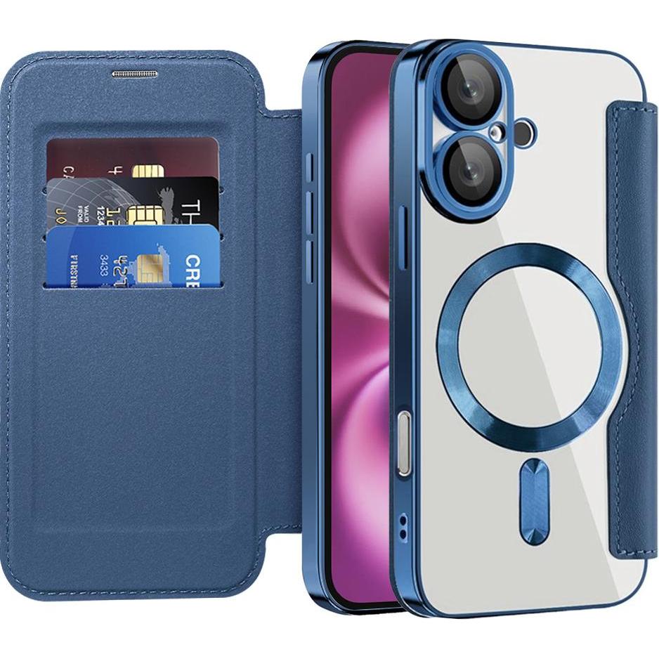 Techsuit - SmartMag Book Case - iPhone 16 Plus - Blue (Apple iPhone 16 Plus), Cover smartphone, Blu