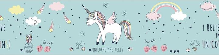Immagine prodotto A.S. Création Bella nursery per bambini dolce unicorno con unicorni (15 x 500 cm)