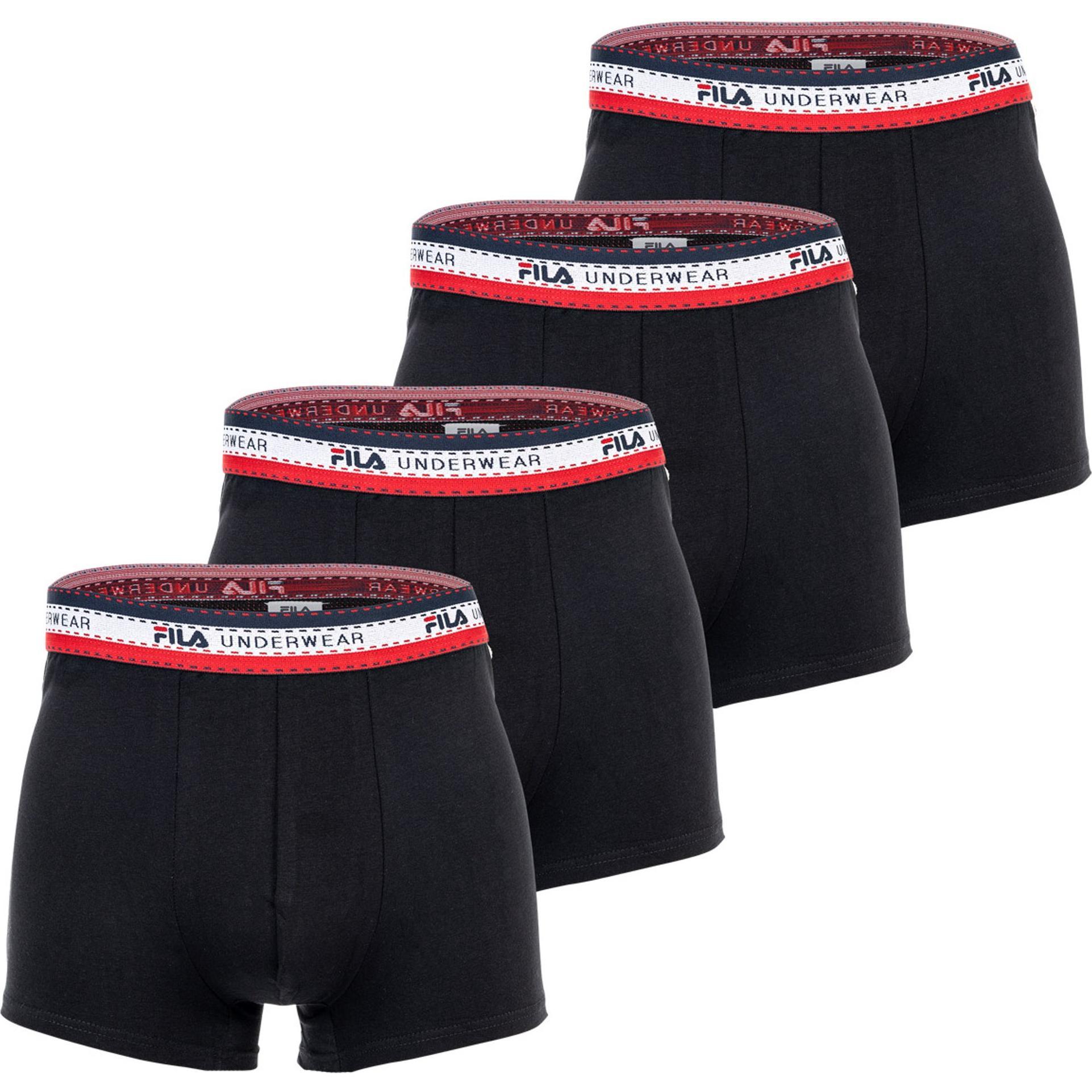 FILA, Herren, Unterhosen, Boxershort Casual Stretch, Schwarz, (XXL, 4er Pack)