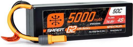 Image du produit Spektrum 5000mAh 4S 14.8V Smart G2 LiPo 50C Hard Case IC5 (14.80 V, 5000 mAh)