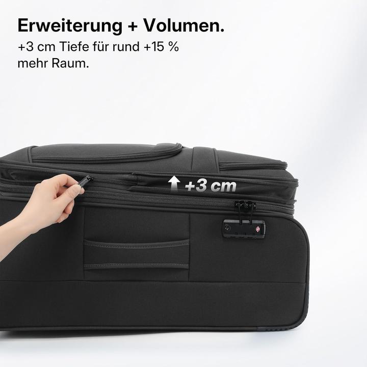 Produktbild Münicase Erweiterbarer Stoffkoffer mit TSA-Schloss & Rollen (69 l)