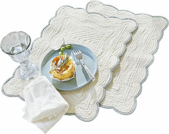 Image du produit Loberon Set de table 2 pièces Fontienne blanc (2 pcs, 45 x 35 cm)