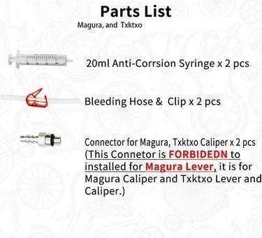 Actual product image Magura Generic bicycle hydraulic brake bleed kit MT