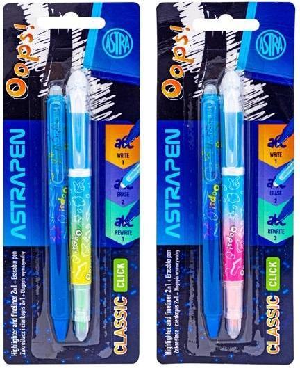 Astra 2-in-1-Textmarker + radierbarer Stift im klassischen Mix (1x)