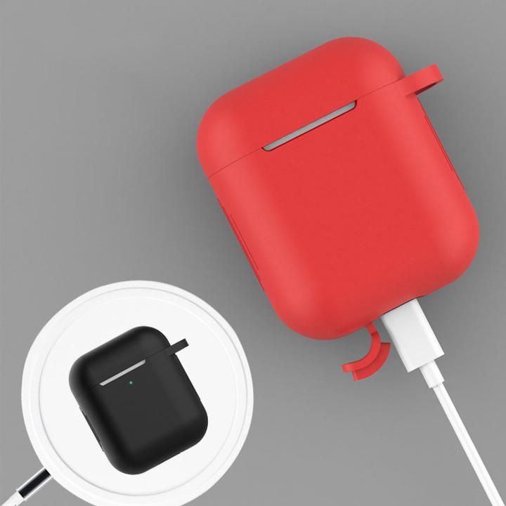 Produktbild Hurtel Case für AirPods Pro 2 / AirPods Pro Silikon-Softcase für Kopfhörer + Schlüsselanhänger Karabinerver (Kopfhörer Tasche)