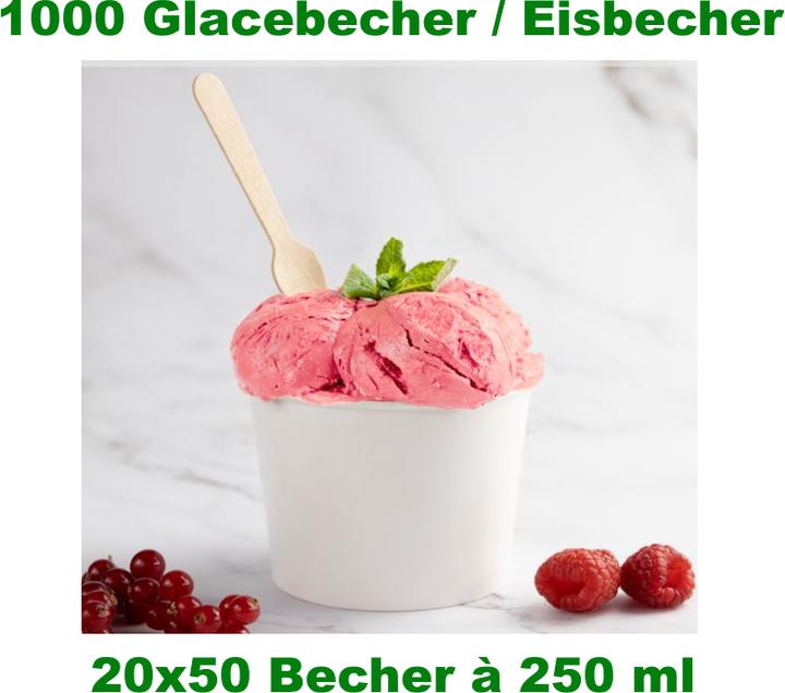 Produktbild Wimex.eu 1000 Eisbecher aus Kraftpapier weiss 250ml 20x50 Stück