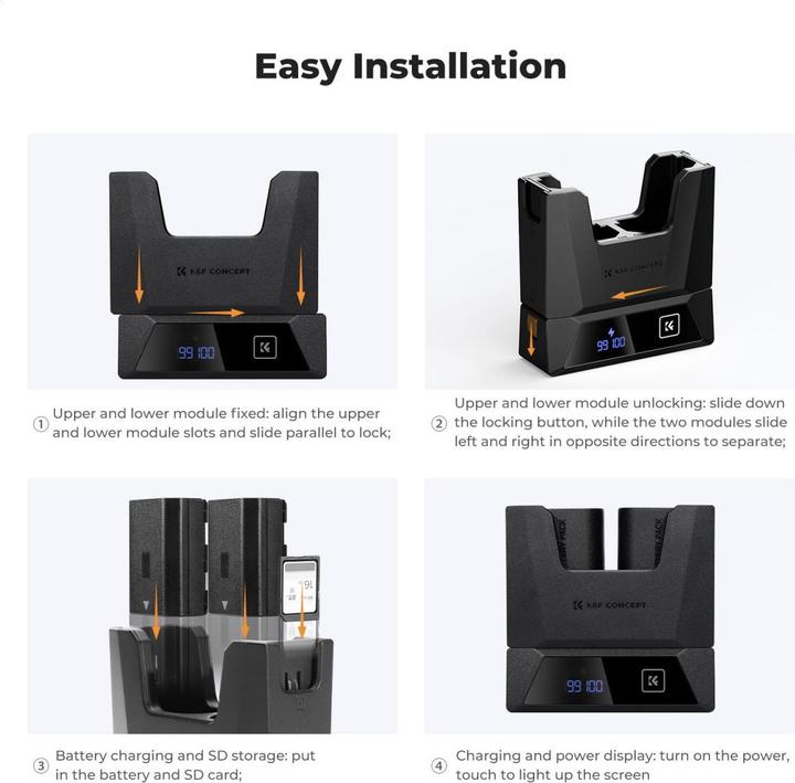 Produktbild K&F Concept Removable Modular Dual Channel Type-C Charger with LCD Digital Display Screen