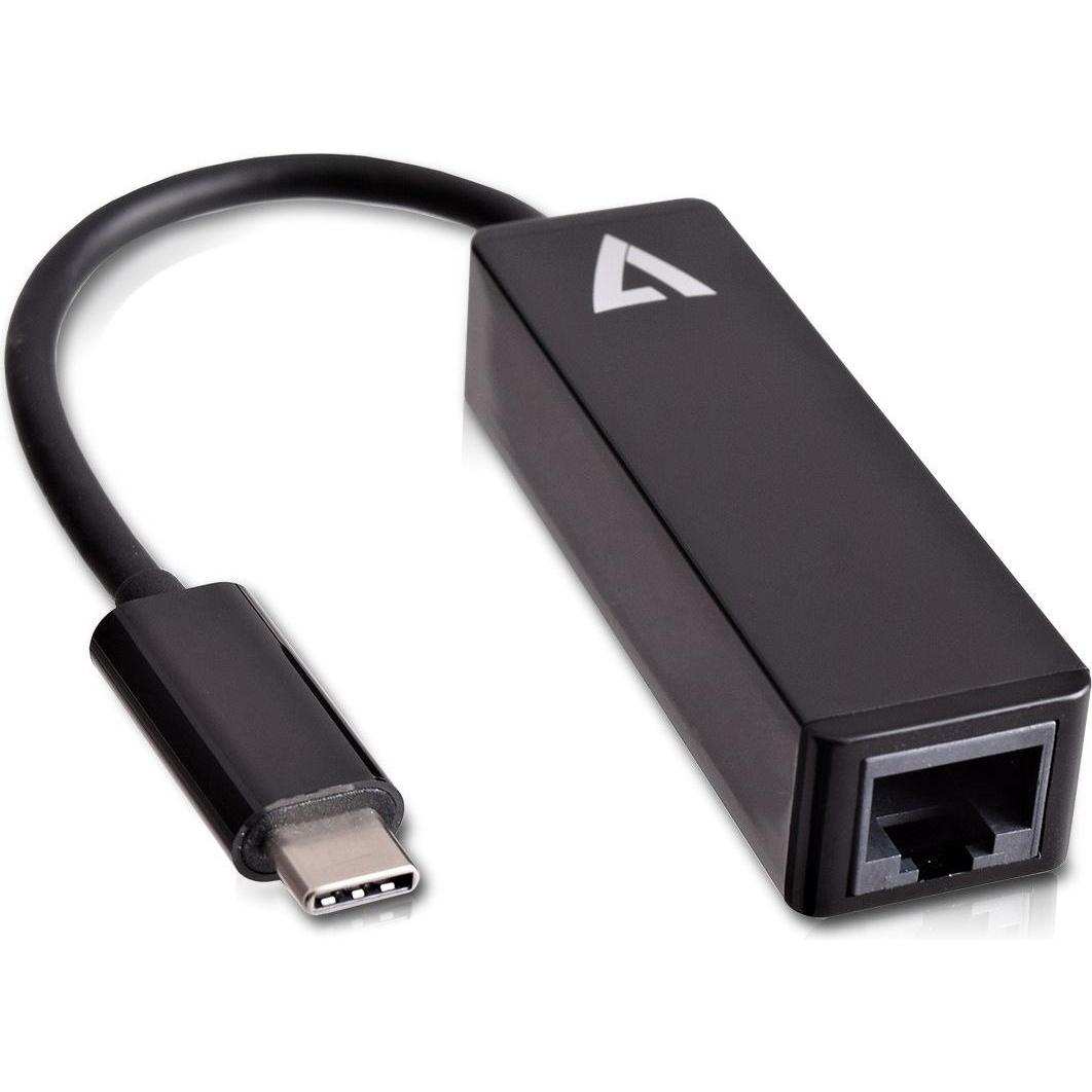 V7 Gigabit Ethernet Card (USB-C, RJ45 (1x)), Netzwerkadapter, Schwarz