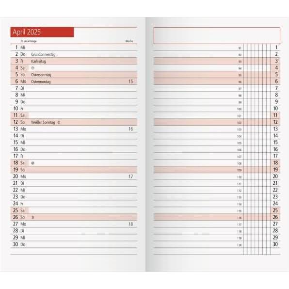 Rido, Agenda, Ersatzkalendarium TM11 8,7x15,3cm 1 Monat/2 Seiten 2025 (Deutsch)