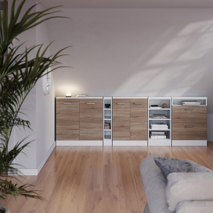 Produktbild Vichy Dachschrägenschrank Rion, Sonoma/Weiss/Weiss, mit 2 Türen (60 x 46 x 83.80 cm)