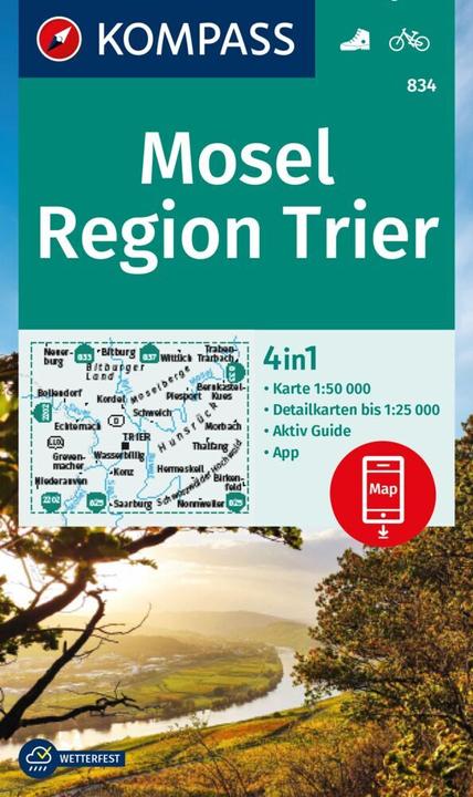 Actual product image KOMPASS Hiking Map 834 Moselle,Reg.Trier