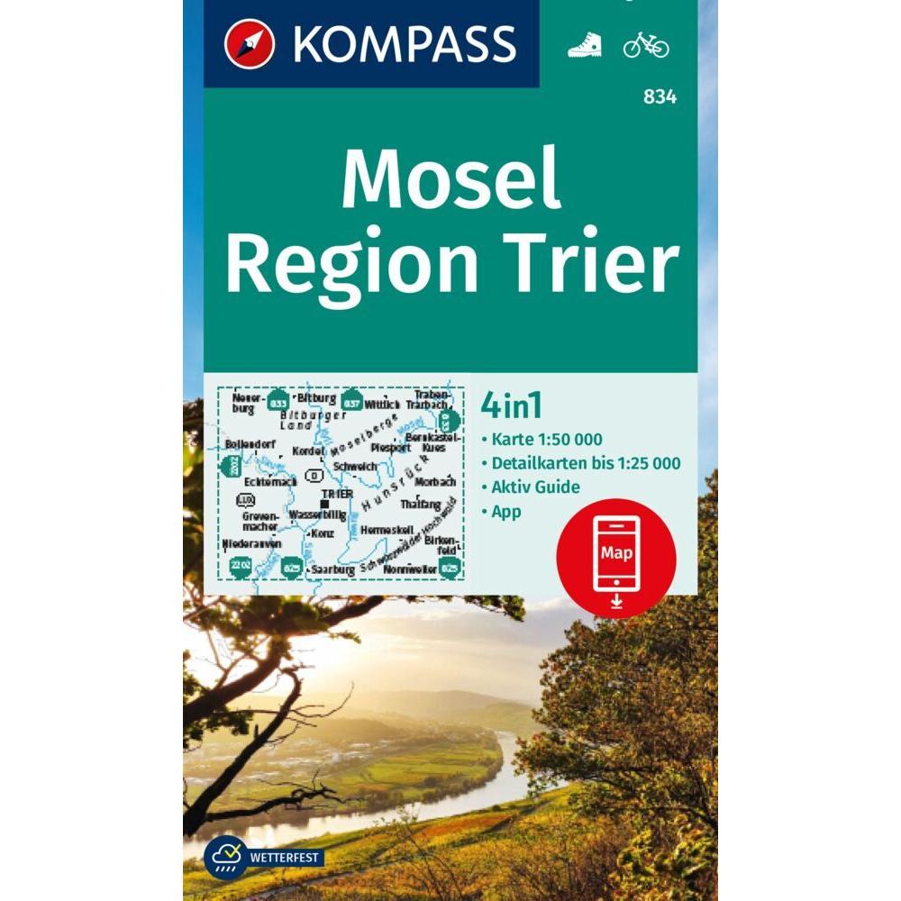 KOMPASS Wanderkarte 834 Mosel,Reg.Trier, Landkarte