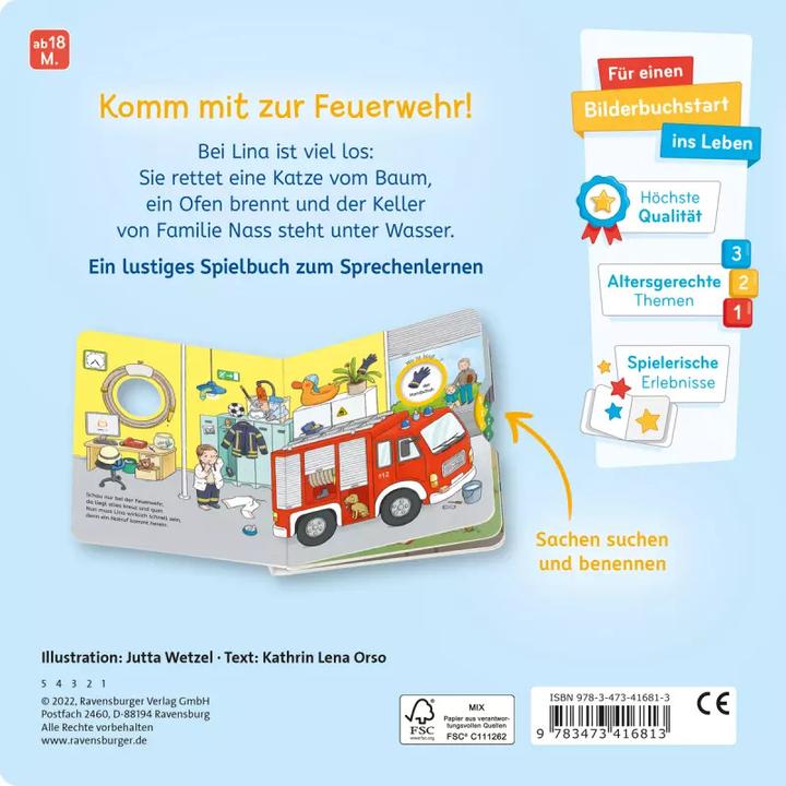 Image du produit Ravensburger Wo ist bloss...? Mein Feuerwehr-Buch zum Sachen suchen (Allemand, Jutta Wetzel, Kathrin Lena Orso, 2022)