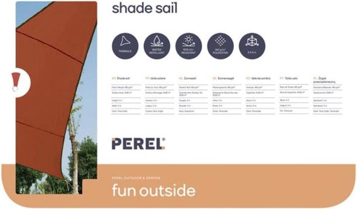 Image du produit Perel VOILE DE SOLEIL - TRIANGULAIRE - 5 x 5 m x 5 m - COULEUR : TERRACOTTA (500 x 500 cm)