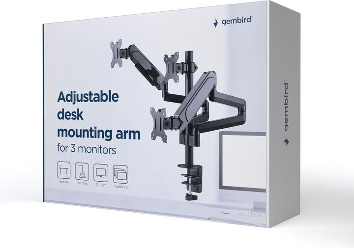 Image du produit Gembird Biurkowe ramię na 3 monitory - regulowane 17-32inch obciążenie do 7kg (Tables, 27", 7 kg)